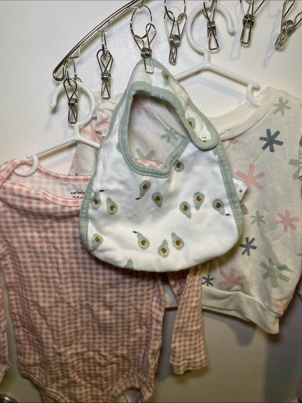 Carter's Pink Gingham Long-Sleeve Bodysuit, Just Lizzy Long Sleeve Top and Pjs
